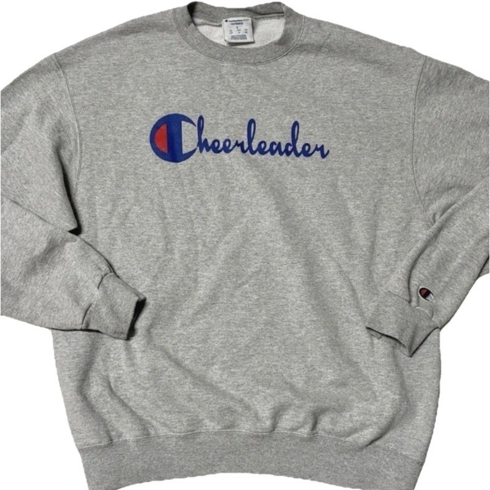 Champion‎ Cheerleader Script Crewneck Sweatshirt Gray L Powerblend Y2K